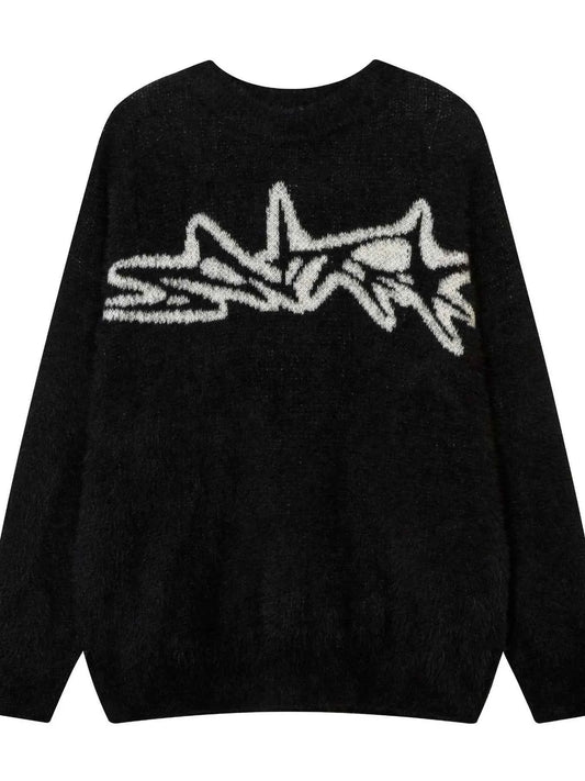 Pull oversize graphique tendance col rond pour un style décontracté - DevilShop