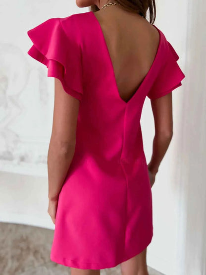 Ruffled Layered Short Sleeve Mini Dress - DevilShop