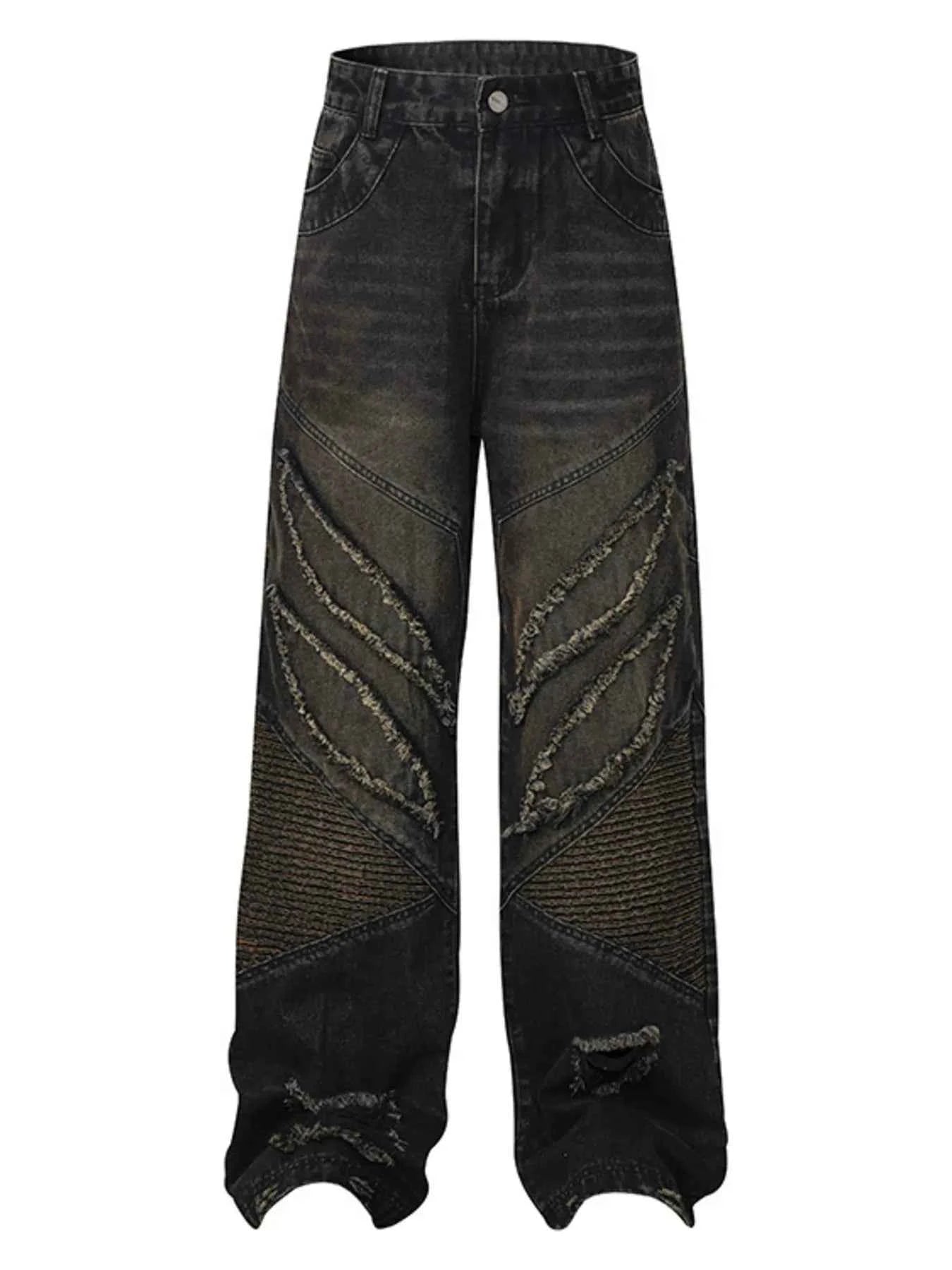 Jean ample effiloché à ourlet tendance - DevilShop