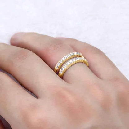 925 Sterling Silver Moissanite Double Layered Ring - DevilShop