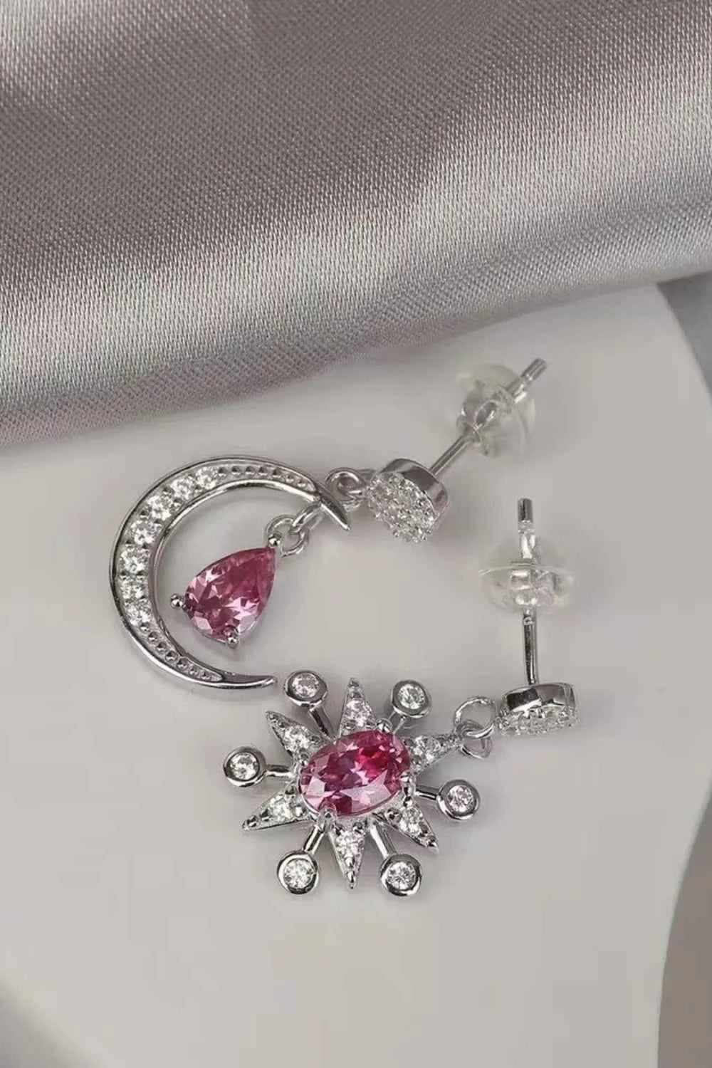 1 Carat Moissanite 925 Sterling Silver Moon & Star Earrings - DevilShop