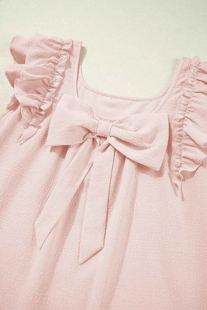 Mini-robe à manches volantées et nœud dans le dos - DevilShop