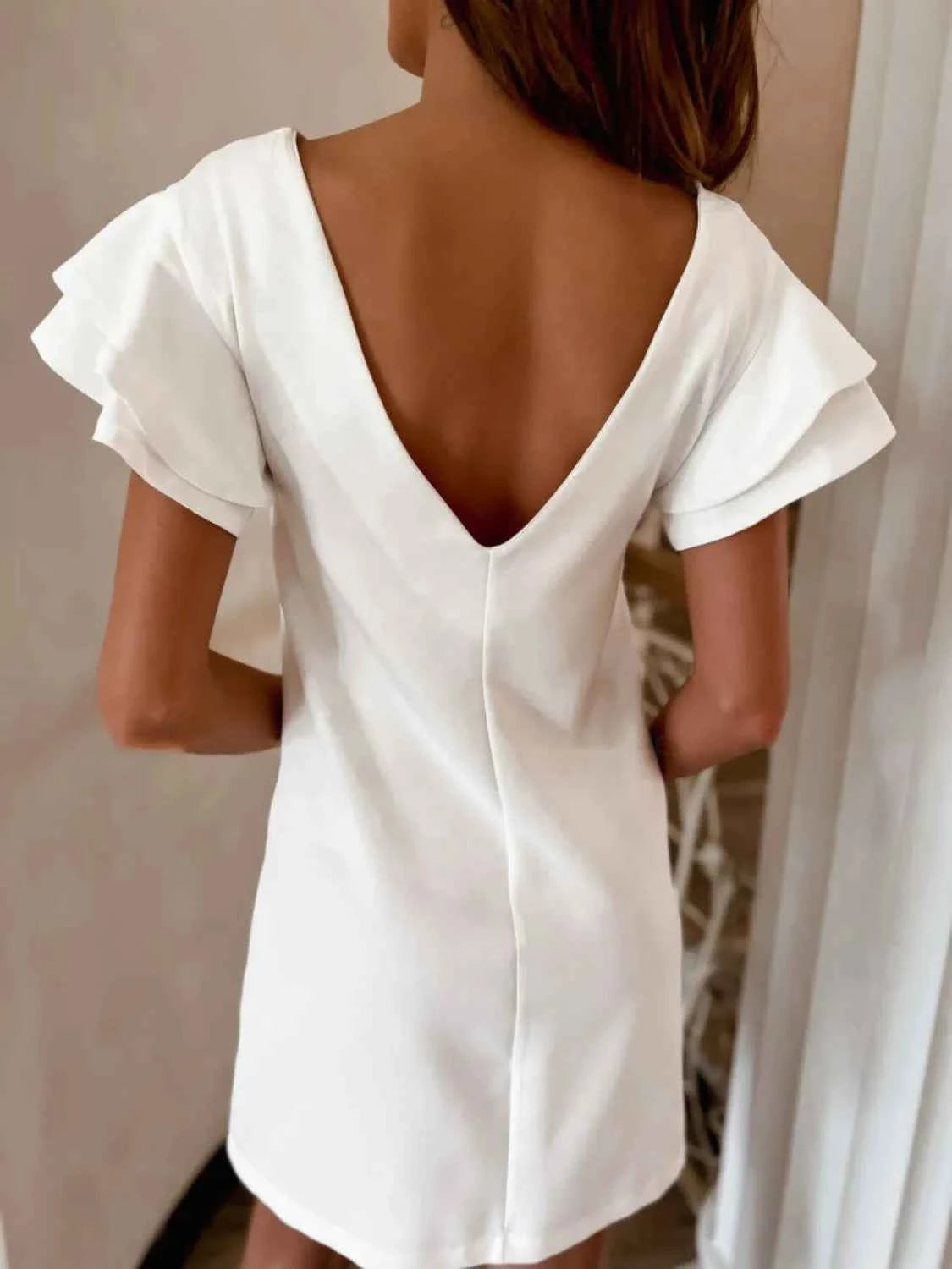 Ruffled Layered Short Sleeve Mini Dress - DevilShop
