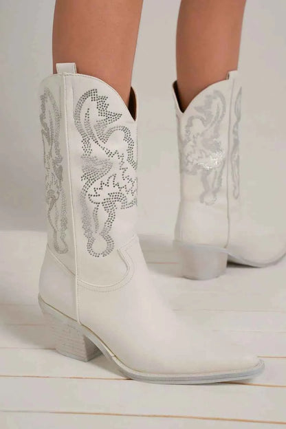 Bottes à bout pointu strass avec élégants détails scintillants - DevilShop