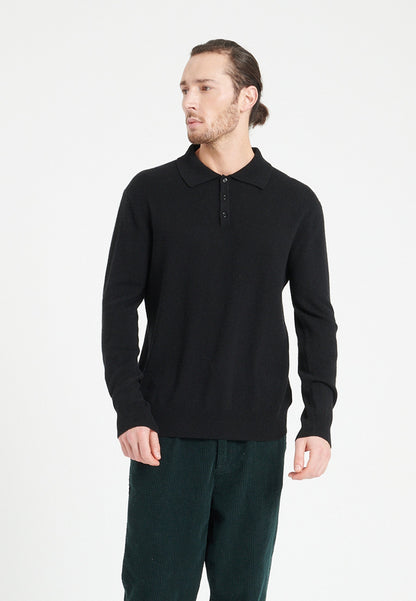 Polo manches longues homme en cachemire noir - LUKE 5