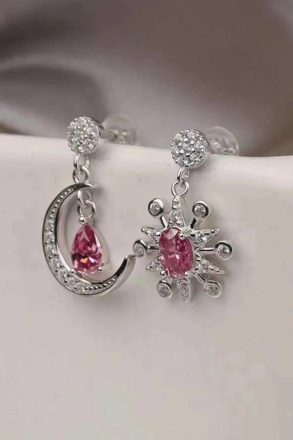 1 Carat Moissanite 925 Sterling Silver Moon & Star Earrings - DevilShop