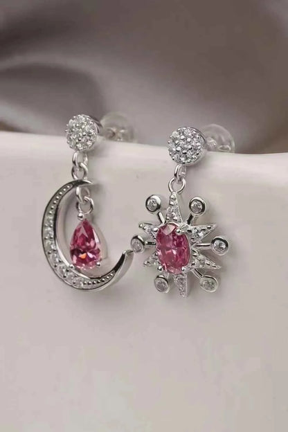 1 Carat Moissanite 925 Sterling Silver Moon & Star Earrings - DevilShop