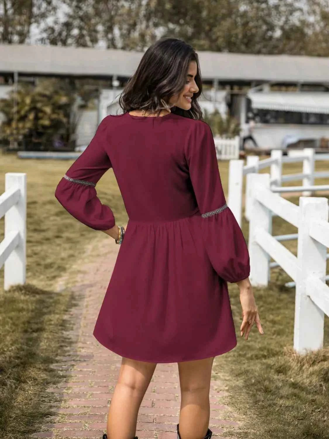 Long Sleeve Mini Dress with Contrast Trim