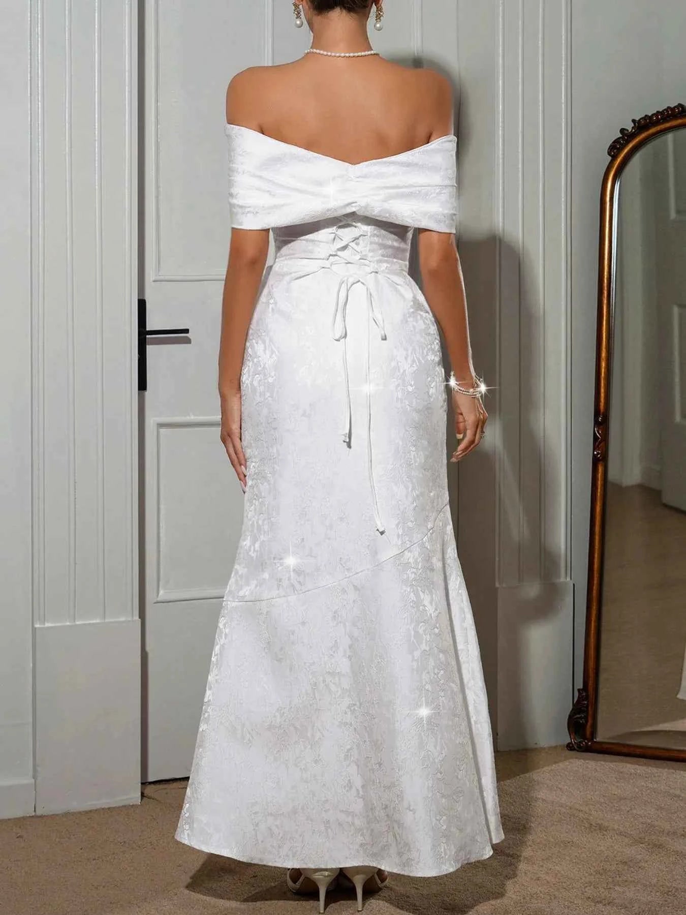 Bow Off-Shoulder Maxi Dress - DevilShop