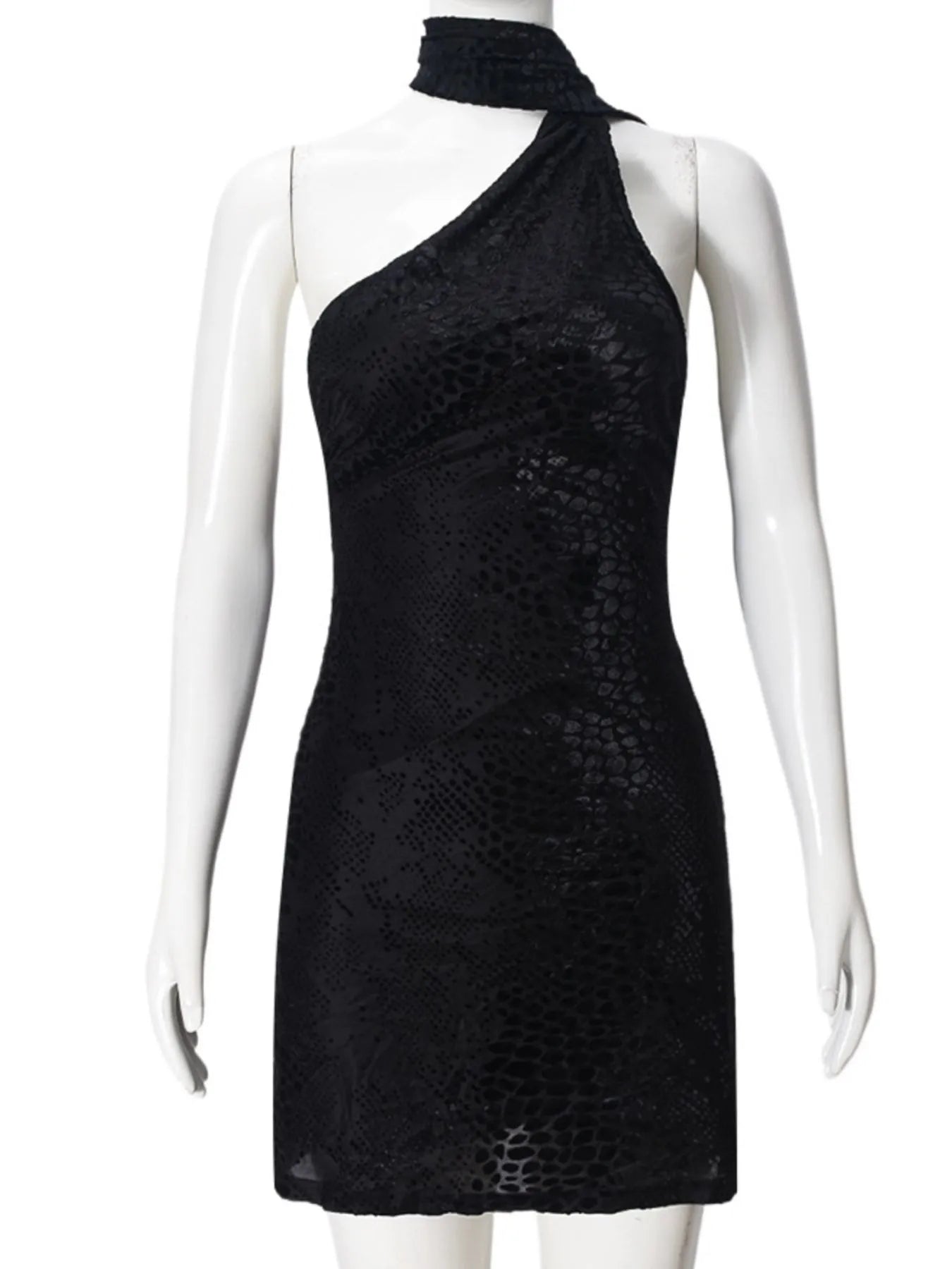 Asymmetrical Halter Neck Mini Dress - DevilShop