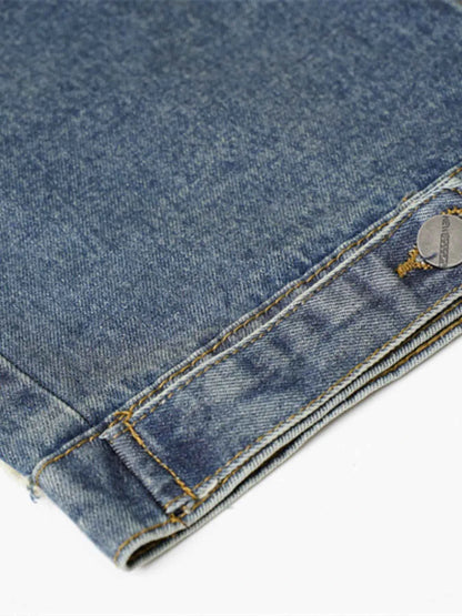 Veste en jean sans manches à boutonnage et ourlet brut - DevilShop