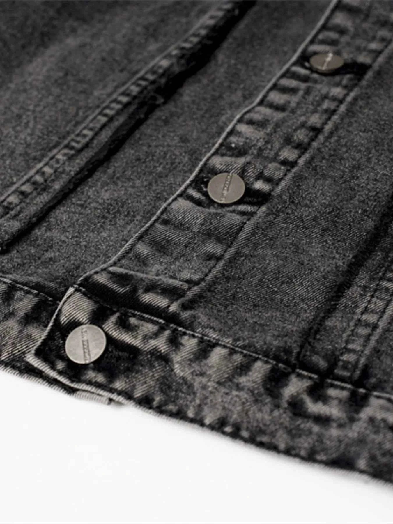 Veste en jean sans manches à boutonnage et ourlet brut - DevilShop