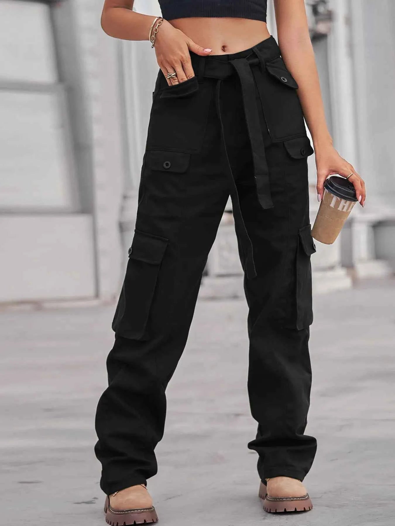 Jean cargo taille haute multi-poches - DevilShop