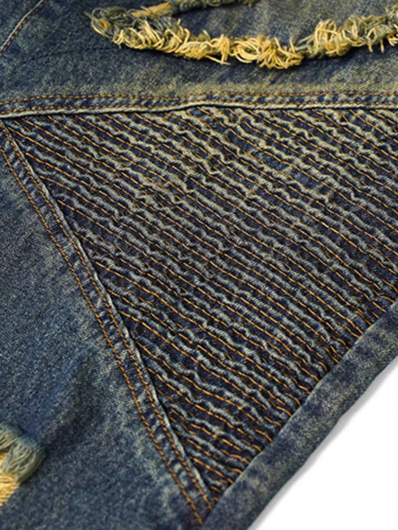 Jean ample effiloché à ourlet tendance - DevilShop