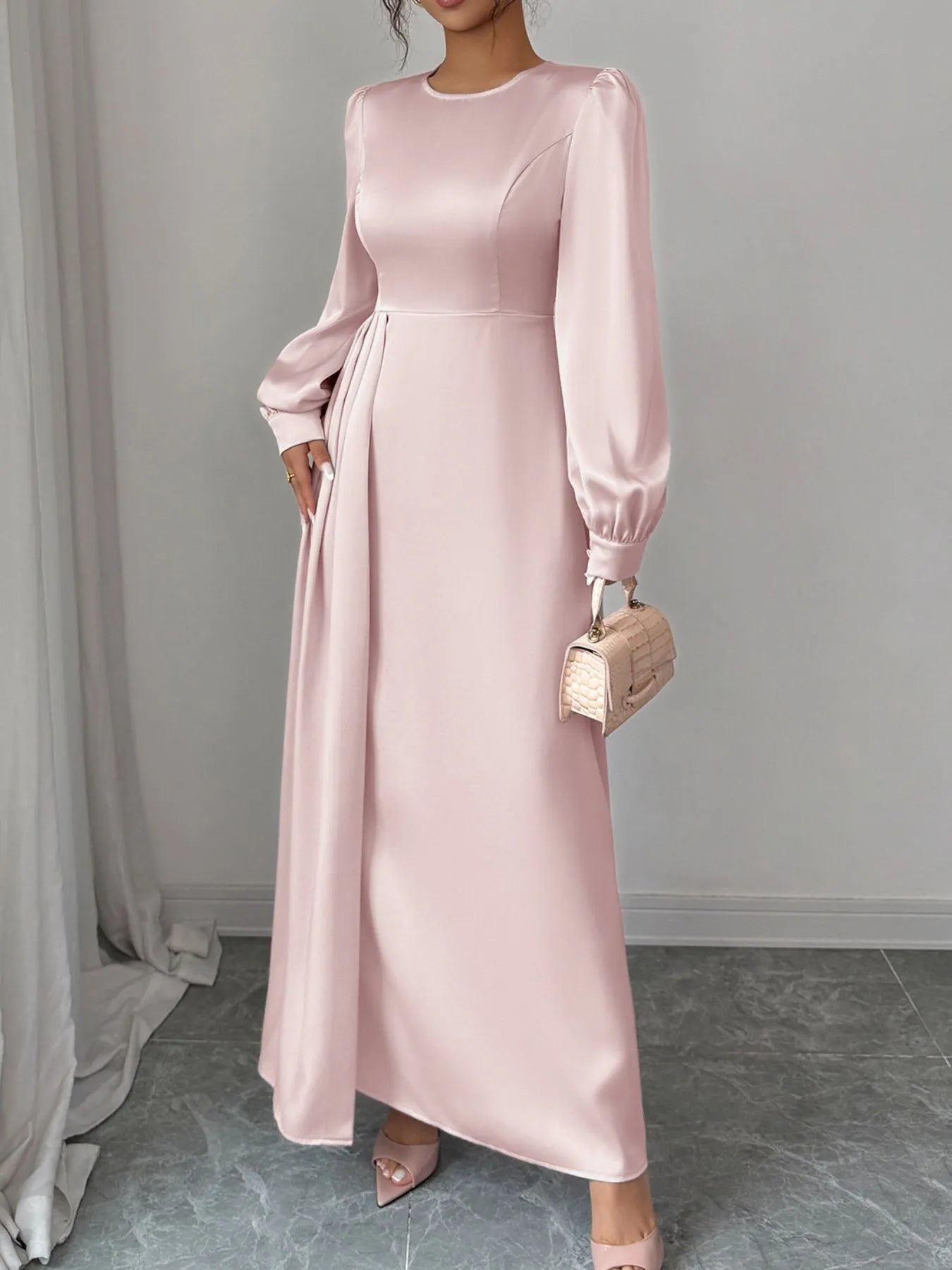 Satin Long Sleeve Maxi Dress - DevilShop