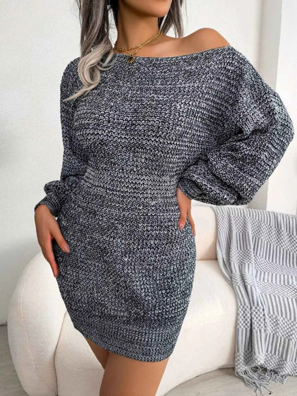 Multi-Color One-Shoulder Sweater Dress