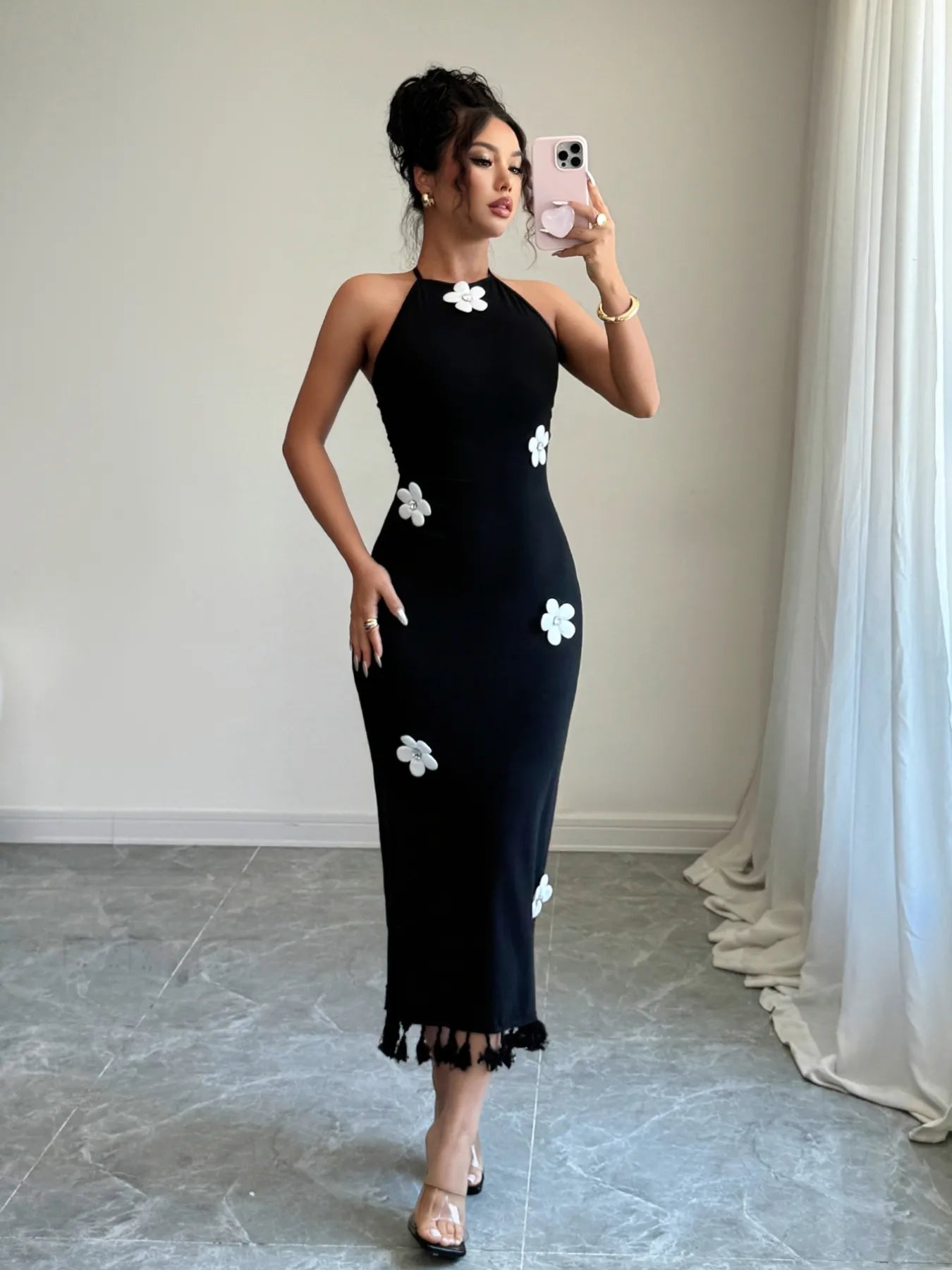 Flower Halter Neck Dress - DevilShop