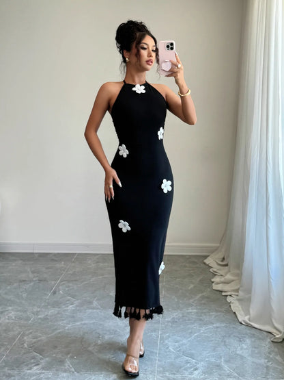 Flower Halter Neck Dress - DevilShop