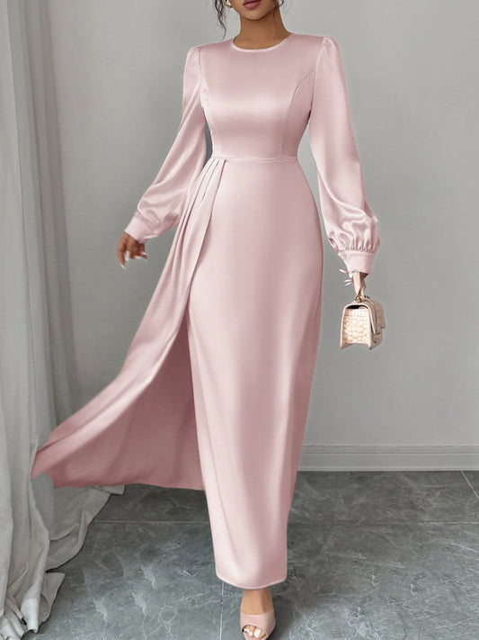 Satin Long Sleeve Maxi Dress - DevilShop