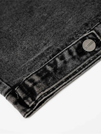 Veste en jean sans manches à boutonnage et ourlet brut - DevilShop