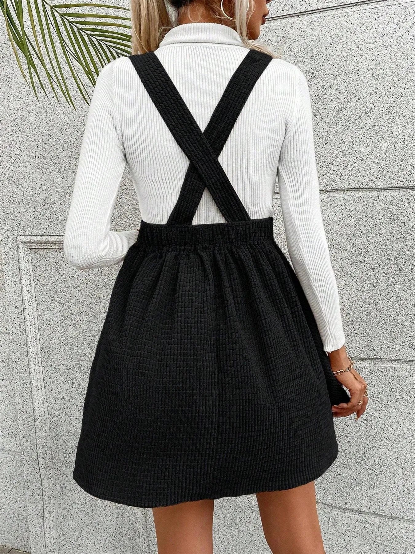 Crisscross Back Square Neck Mini Dress - DevilShop