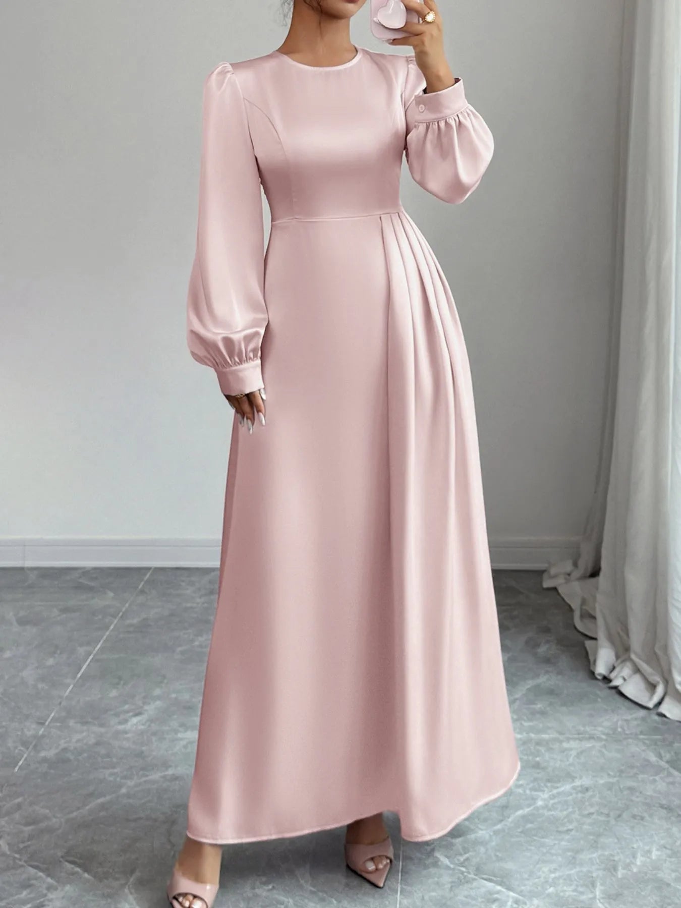 Satin Long Sleeve Maxi Dress - DevilShop
