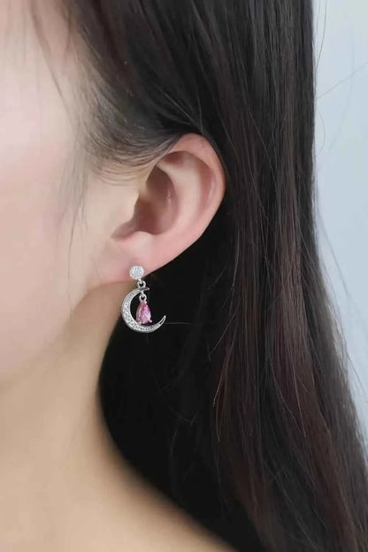 1 Carat Moissanite 925 Sterling Silver Moon & Star Earrings - DevilShop