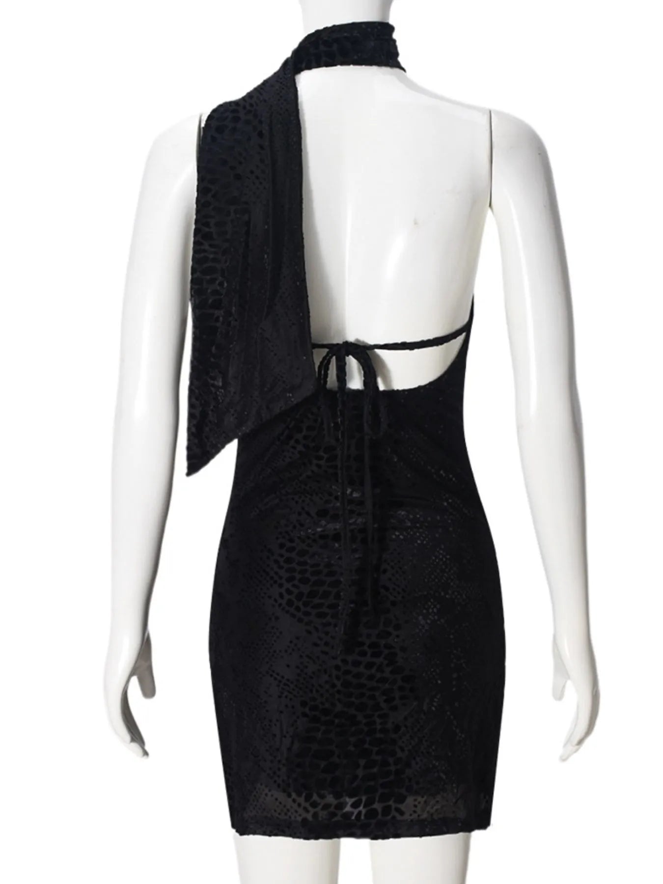 Asymmetrical Halter Neck Mini Dress - DevilShop