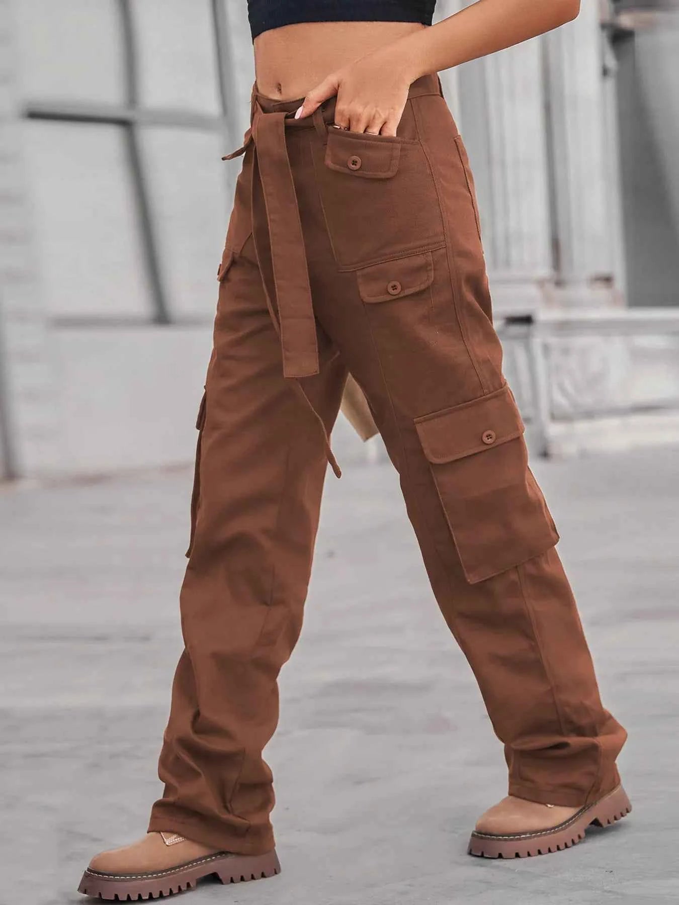 Jean cargo taille haute multi-poches - DevilShop