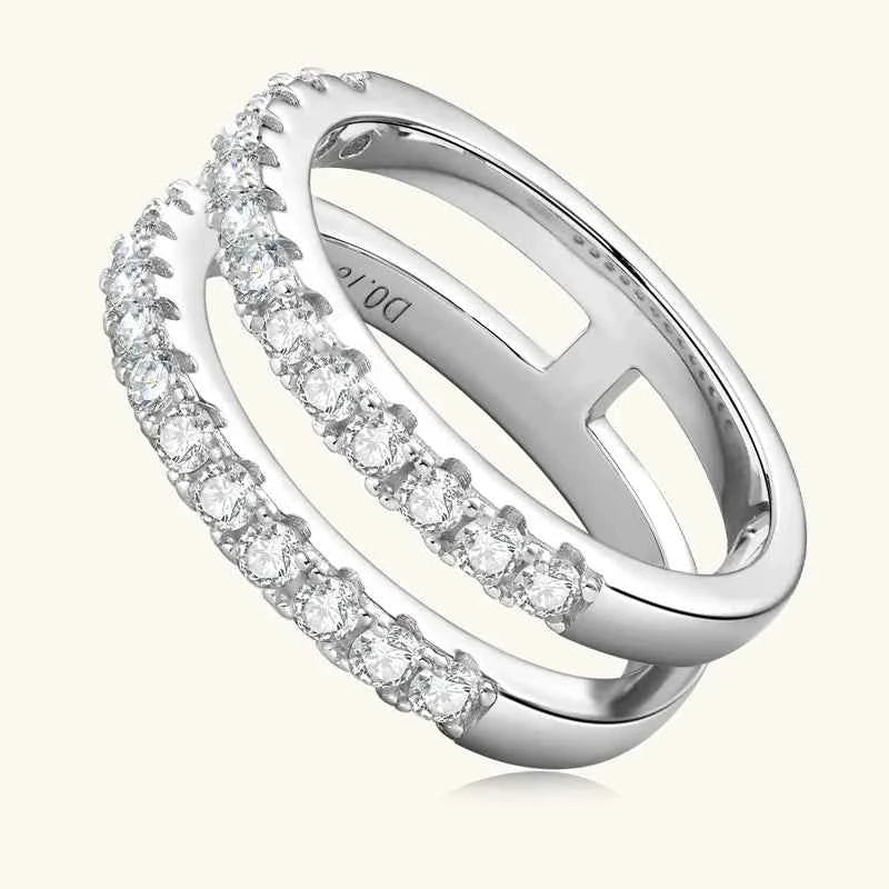925 Sterling Silver Moissanite Double Layered Ring - DevilShop