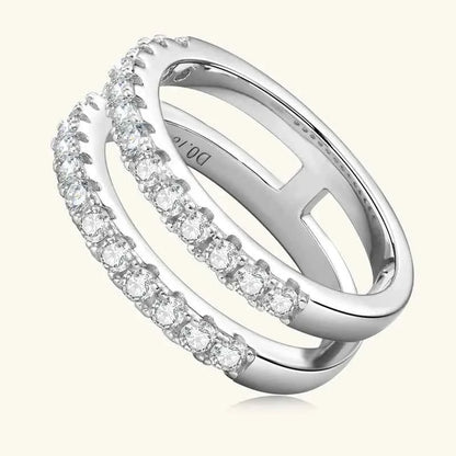 925 Sterling Silver Moissanite Double Layered Ring - DevilShop