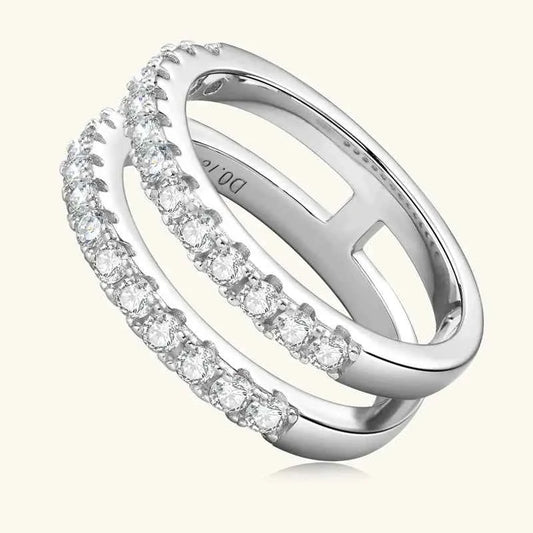 925 Sterling Silver Moissanite Double Layered Ring - DevilShop