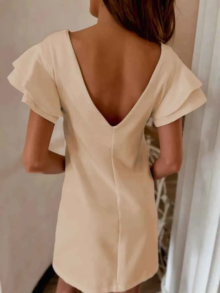Ruffled Layered Short Sleeve Mini Dress - DevilShop