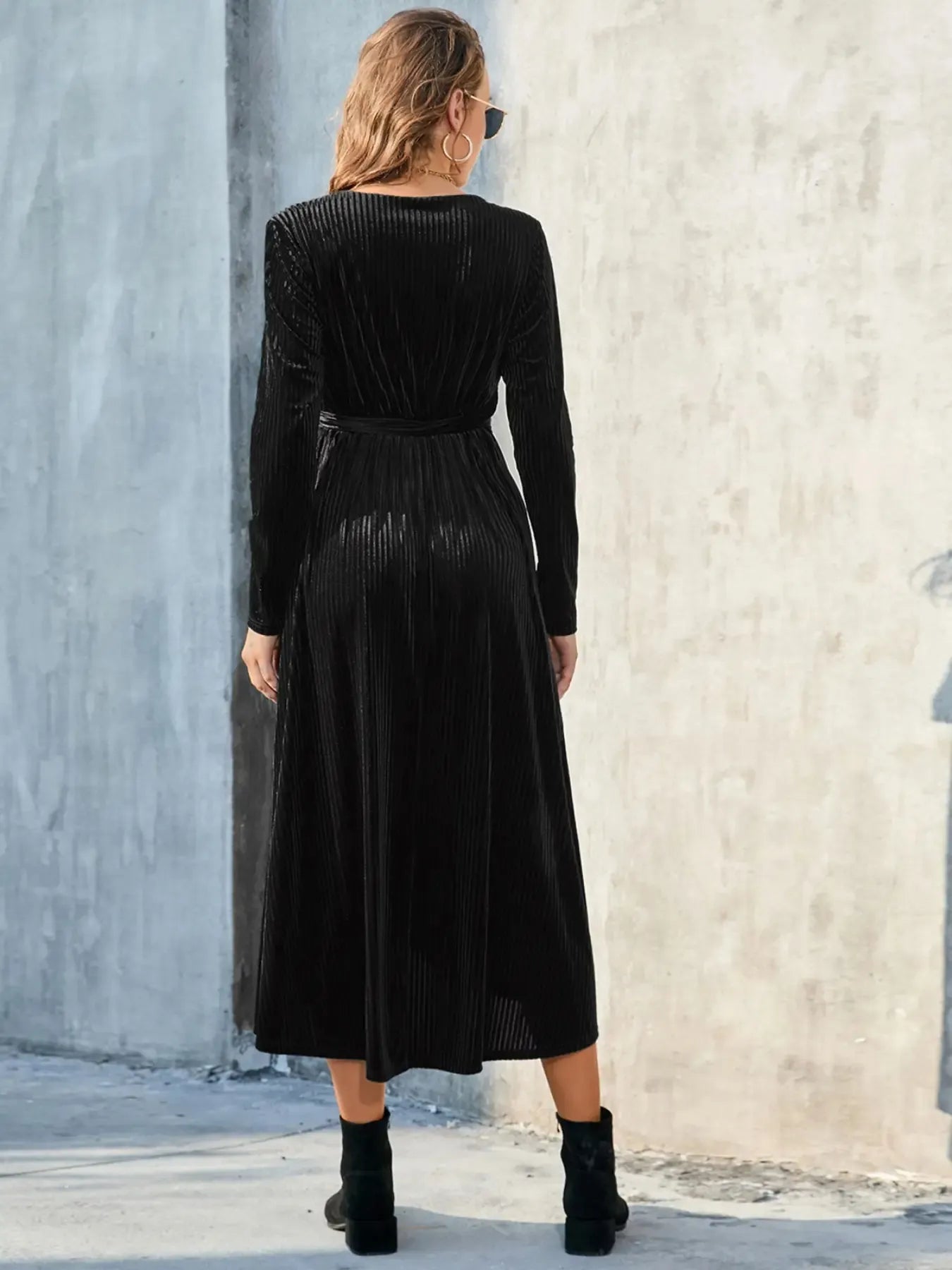 Surplice Long Sleeve Midi Dress - DevilShop