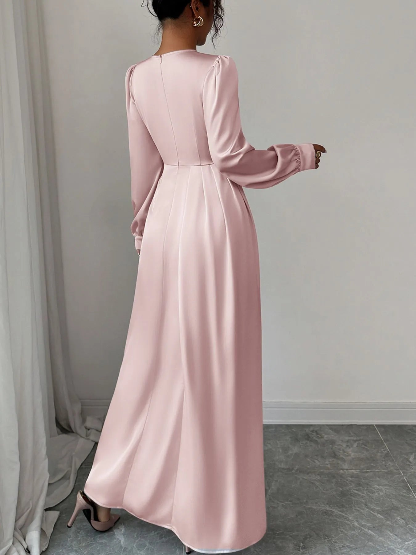 Satin Long Sleeve Maxi Dress - DevilShop