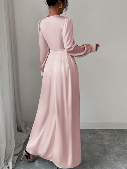 Satin Long Sleeve Maxi Dress - DevilShop