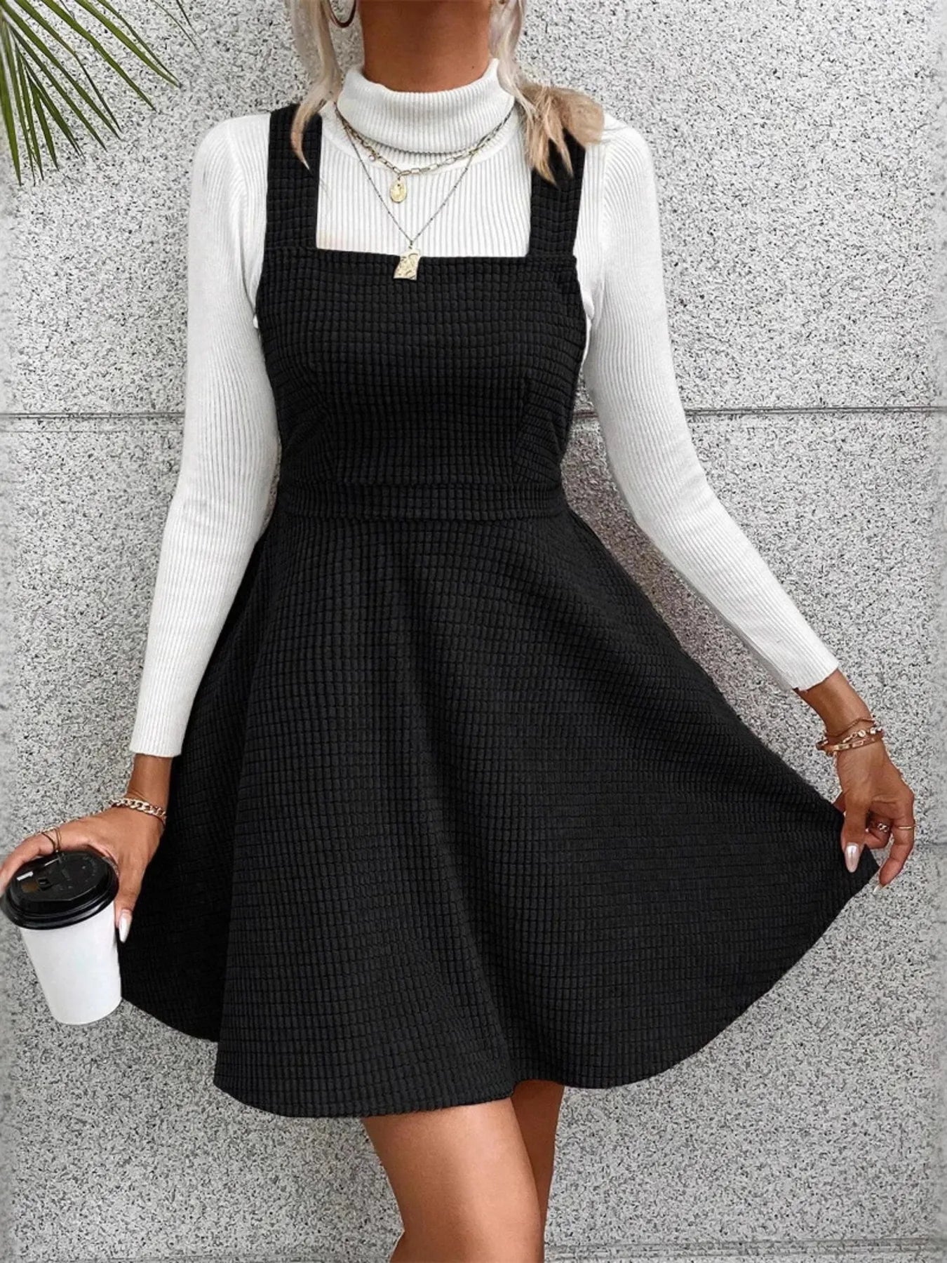 Crisscross Back Square Neck Mini Dress - DevilShop