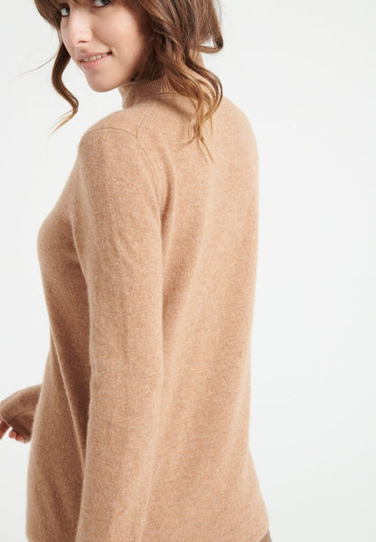 Pull col roulé femme en cachemire camel - LILLY 3
