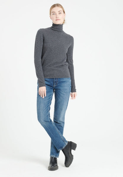 Pull col roulé femme en cachemire gris anthracite - LILLY 3