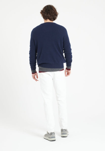 Pull col V homme en cachemire bleu marine - LUKE 1