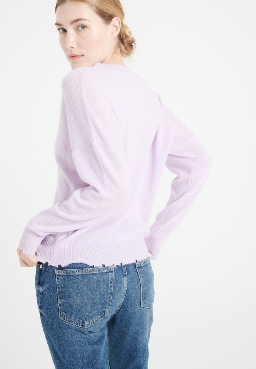 Pull col rond femme en cachemire lilas - MIA 17