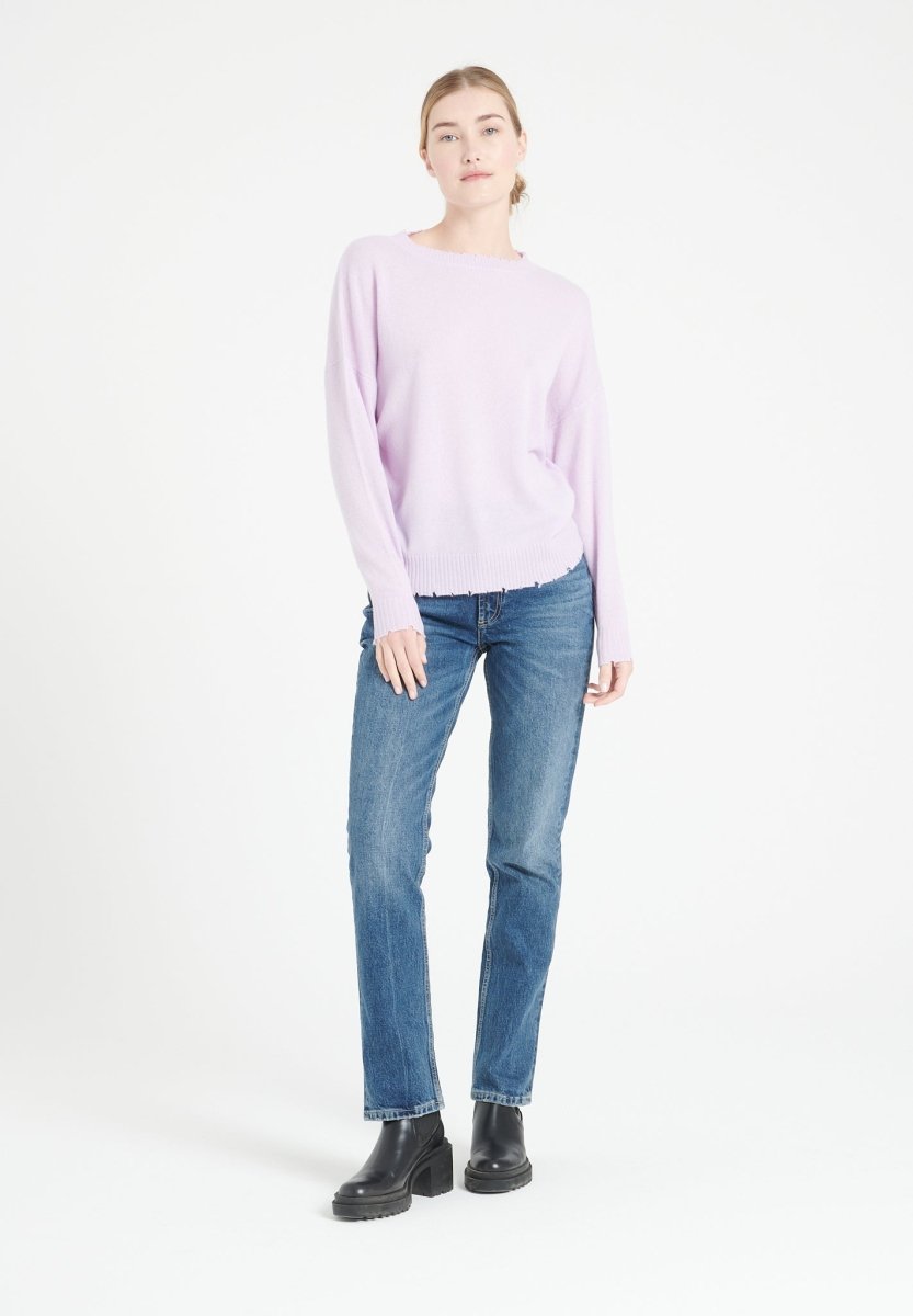 Pull col rond femme en cachemire lilas - MIA 17