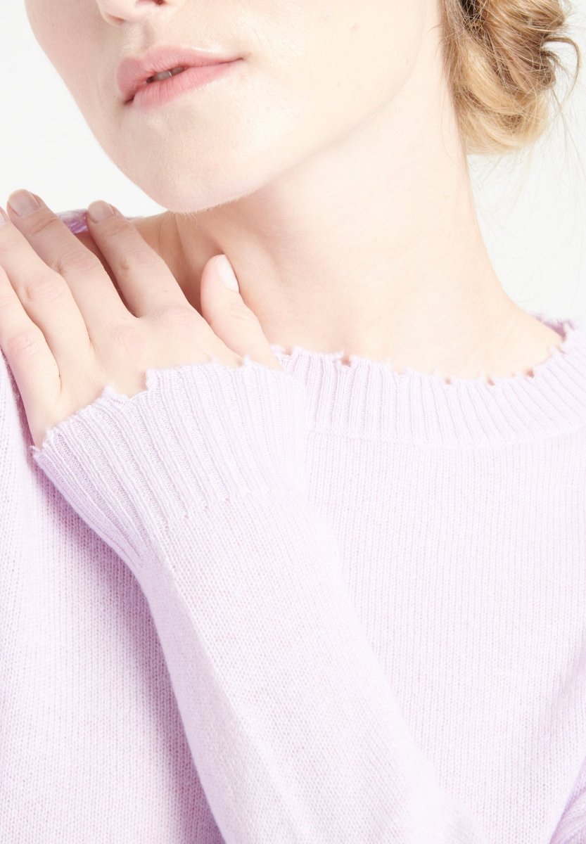 Pull col rond femme en cachemire lilas - MIA 17