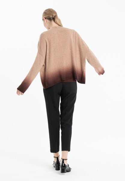 Veste femme en cachemire tie & dye camel & marron - NAMI 12