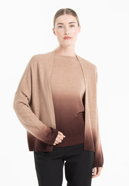 Veste femme en cachemire tie & dye camel & marron - NAMI 12