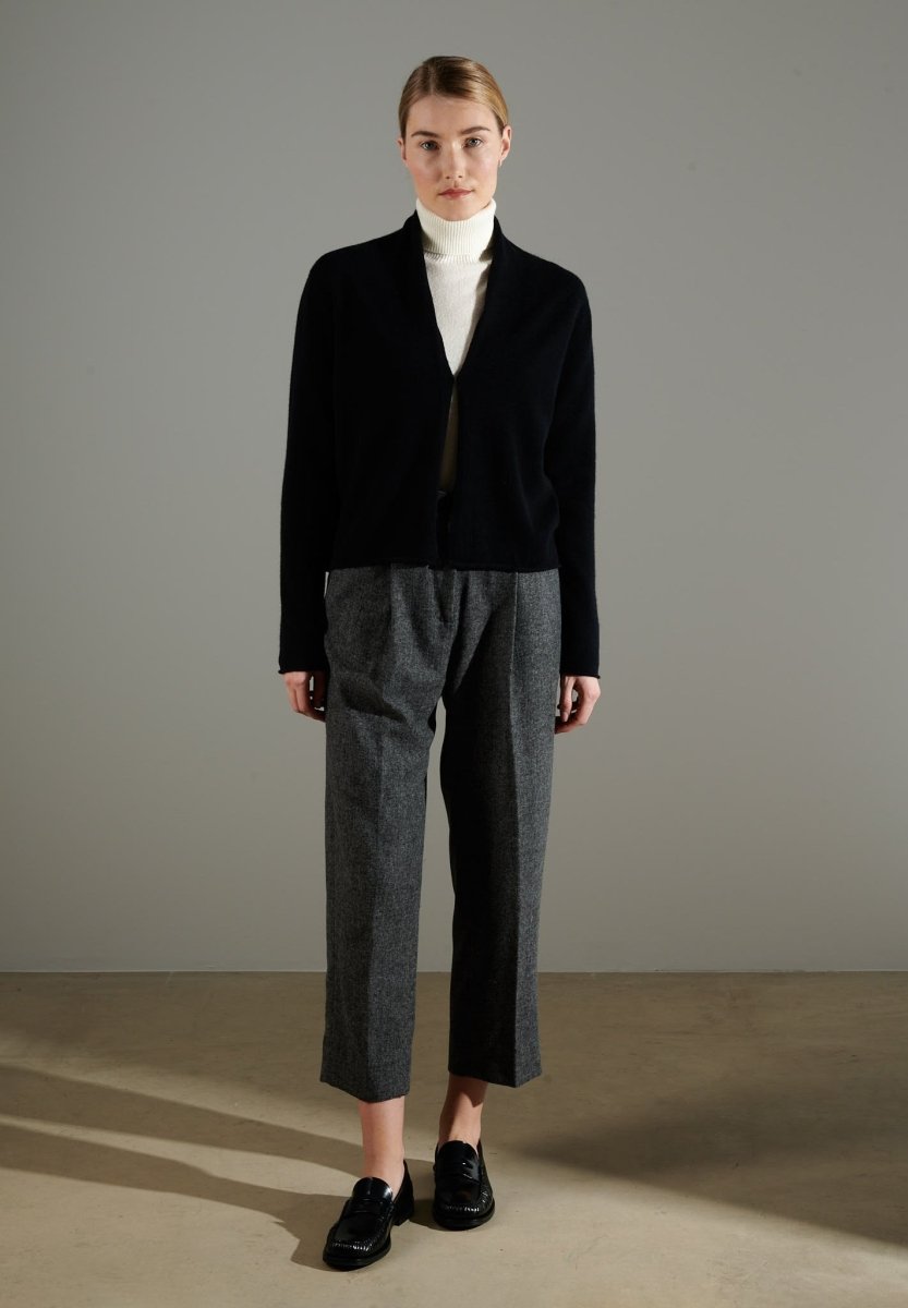 Cardigan col châle femme en cachemire noir - NAMI 2