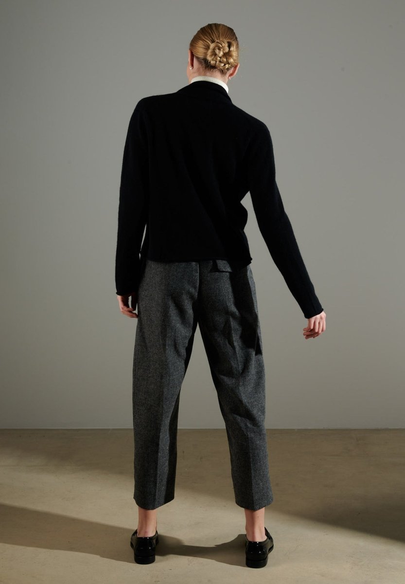 Cardigan col châle femme en cachemire noir - NAMI 2