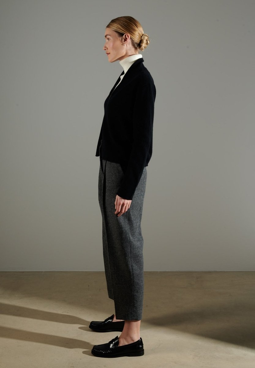 Cardigan col châle femme en cachemire noir - NAMI 2