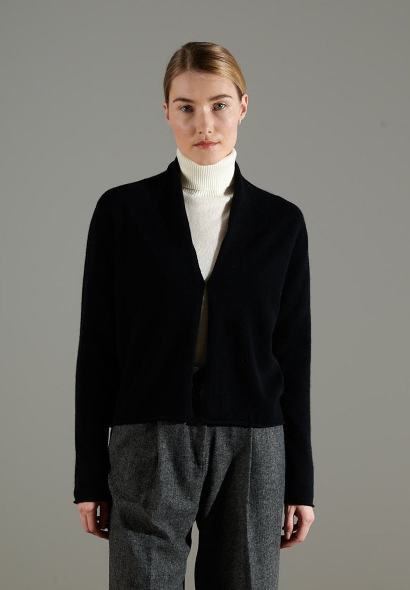 Cardigan col châle femme en cachemire noir - NAMI 2