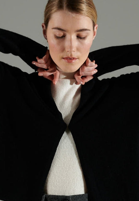 Cardigan col châle femme en cachemire noir - NAMI 2